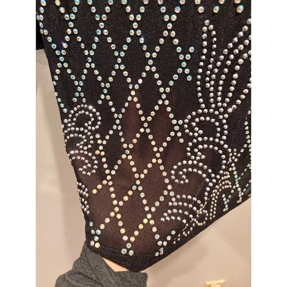 NWOT Rhinestone Mock Neck Long Sleeve Micromeshi Bodycon Dress - Picture 5 of 6